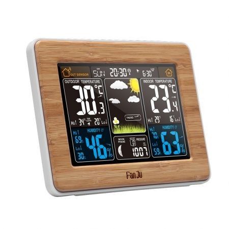 FanJu FJ3365 Weather Station Color Forecast with Alert Temperature Humidity Barometer Alarm Moon Phase