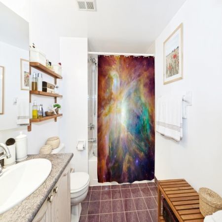 Magic Light Polyester Shower Curtain Bathroom Curtain High Definition 3D Printing Water-Proof