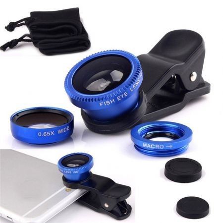 3 in1 Fish Eye Wide Angle Macro Camera Clip-on Lens for Universal Cell Phone