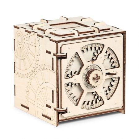 Wooden Mechanical Model 3D Puzzle Cipher Code Deposit Box