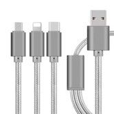 1.2M 3 in 1 USB Charger Cable for Micro 8 Pin Type-C