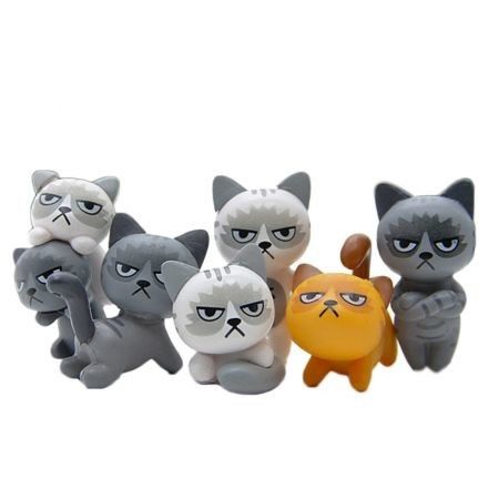 Super Cute Lovely Unhappy Cats Action Figure Toy Kids Gifts 6pcs