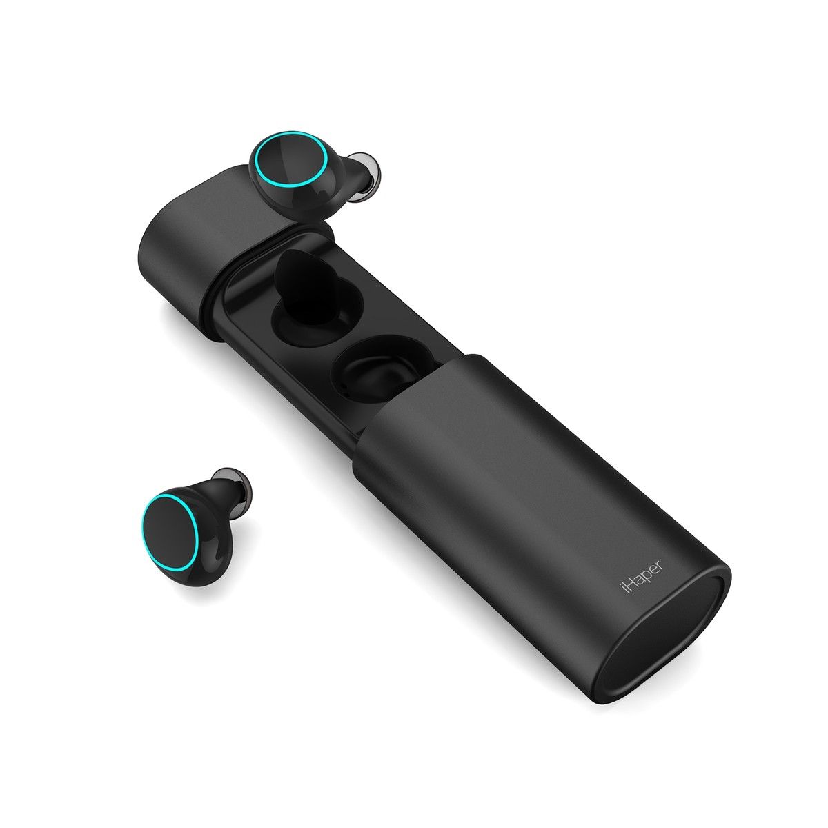 True Wireless Earbuds iHaper,Wireless 5.0 HiFi Stereo Earphones 4H Playtime IPX4 Waterproof Sweat Resistant Wireless Headphones with Mic Portable Charging Case Black