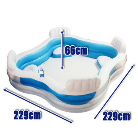 INTEX The Wet Set Inflatable Family Swimming Lounge Pool -Blue/White ...