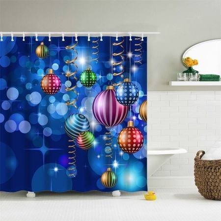 Colorful Blue Christmas Ball Digital Printing Fabric Waterproof and Mildewproof