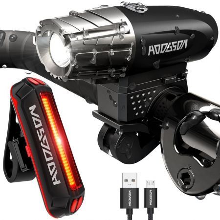 Bike Cycling Waterproof Front Light +Taillight Super Light With USB Rechargable