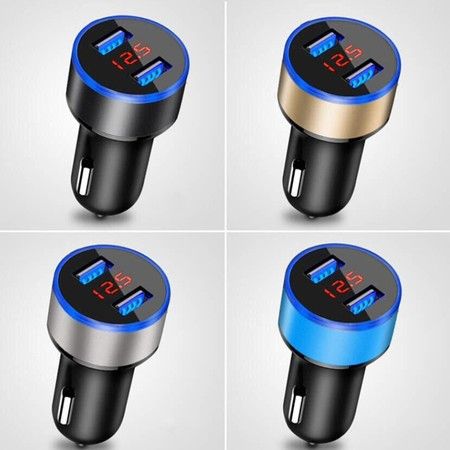 3.1A Dual USB LED Car Charger with Blue Indicator Light Multi-protection Universal for 12V/24V Vehicles