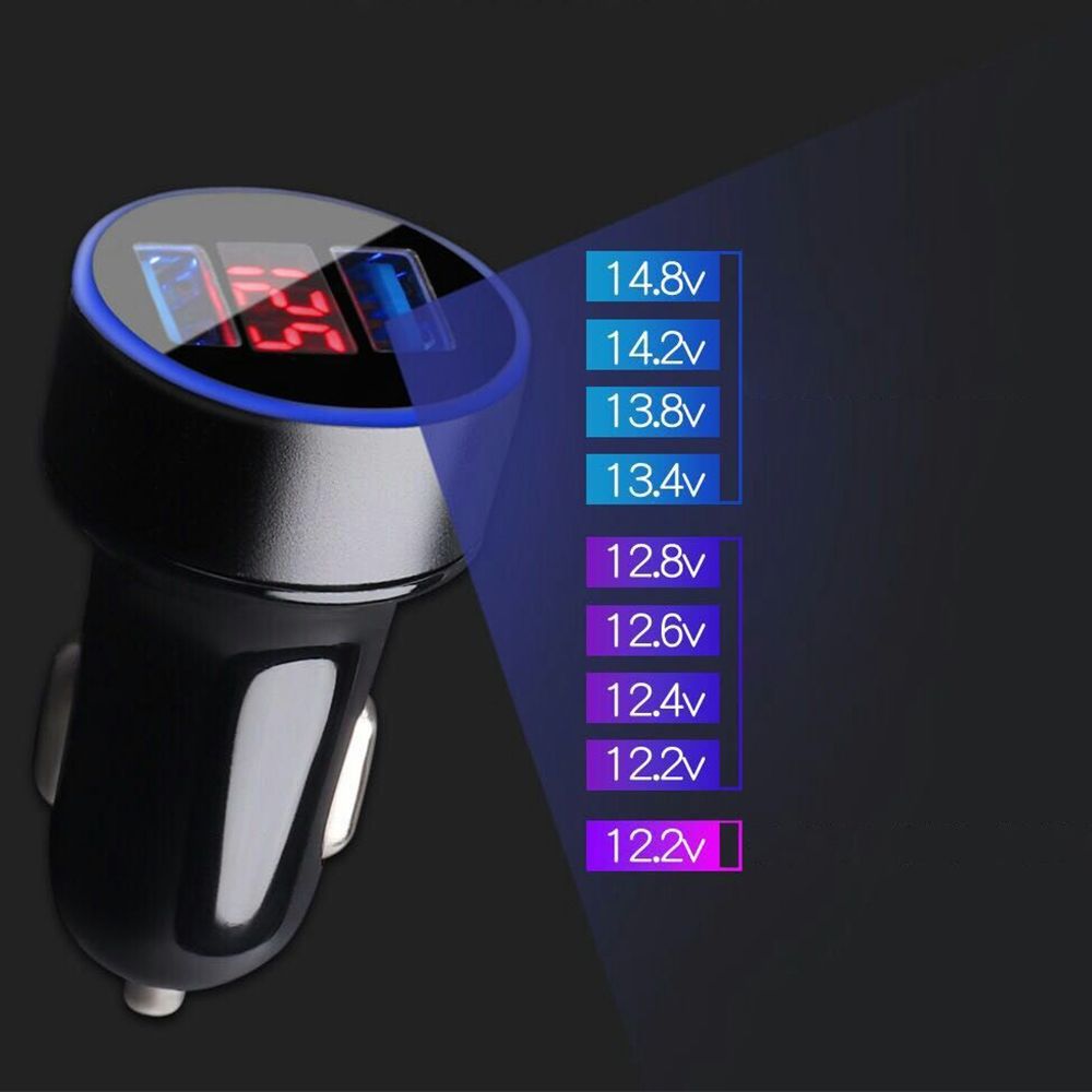 3.1A Dual USB LED Car Charger with Blue Indicator Light Multi-protection Universal for 12V/24V Vehicles