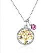 S925 Pure Silver Multiple Crystal Life Tree Pendant Necklace