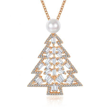 Zircon Christmas Necklace Christmas Tree Necklace