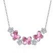 Crystal Butterfly S925 Sterling Silver Necklace Pink/Platinum Plated