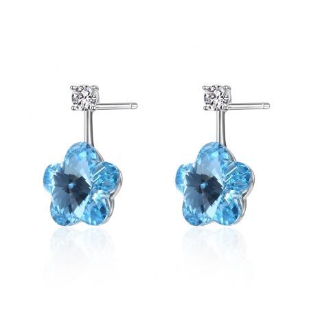 Crystal S925 Sterling Silver Lovely Flower Pop Earrings