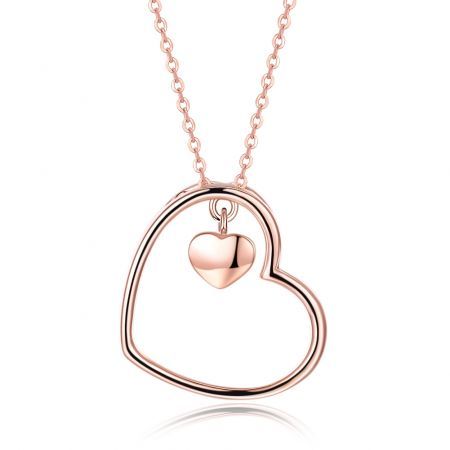 S925 Pure Silver Heart Necklace Simple Rose Gold Pure Silver Necklace