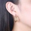 S925 Plated Hollow Out Simple Pure Silver Earrings Champagne Gold