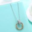 S925 Sterling Silver Necklace with Three-Colour Coil Diamond Pendant Necklace