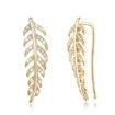 Leaves Simple Sterling Silver Earrings White/Champagne Gold