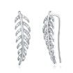 Leaves Simple Sterling Silver Earrings White/Platinum Plated