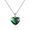 Heart-Shaped Green Necklace with Crystal/Platinum Plated