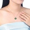 Heart-Shaped Green Necklace with Crystal/Platinum Plated