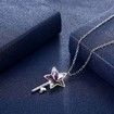 S925 Five-Pointed Star Necklace Purple/Platinum Plated