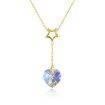 S925 Sterling Silver Heart-Shaped Crystal Pendant Necklace in Gold/Gold-Plated
