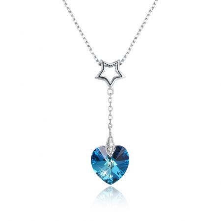 S925 Sterling Silver Heart-Shaped Crystal Pendant Necklace