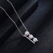 S925 Sterling Silver Necklace with 3 Pearl Pendants