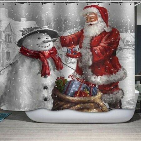 3D Snowman with Holiday Presents Shower Curtain 