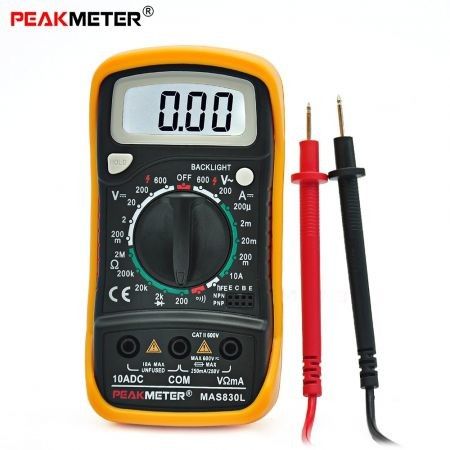 PEAKMETER MAS830L Manual Ranging Digital Multimeter AC DC Voltmeter Ohmmeter Tester with Backlight Display