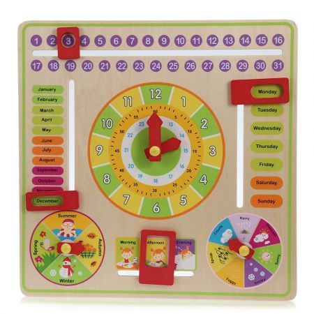 Multifunctional Clock Calendar Board Cognitive Training Toy