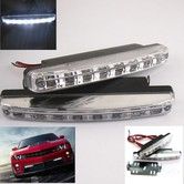 2pcs Super Bright White 8 LED DC12V DRL Car Daytime Running Light Head Lamp