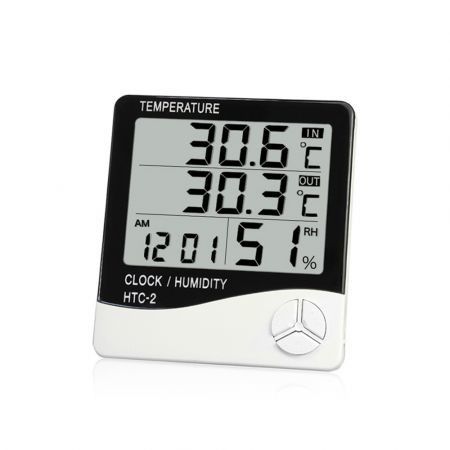 HTC - 2 Digital Electronic Temperature Humidity Meter Clock