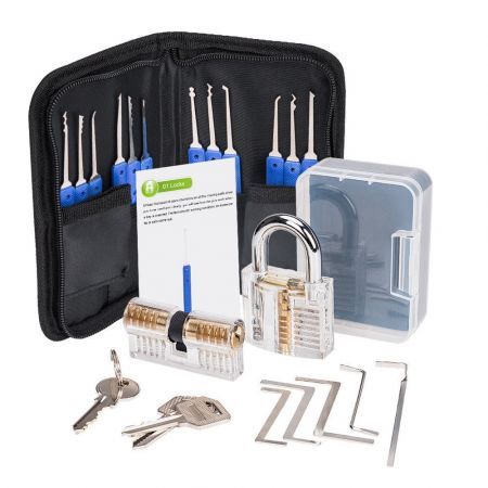 Locksmith Transparent Visible Practice Padlock Lock Training Skill Tool Set