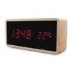 Bamboo Wooden Alarm Clock LED Display with Mirror Temperature Digital Watch