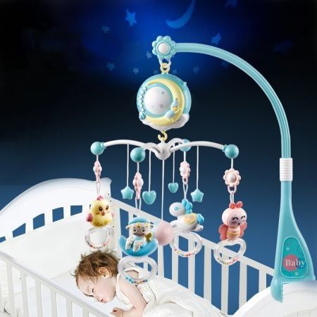 Baby Rattles Crib Toy Holder Rotating Musical Box Projection 0 - 12 Months Infant Toys