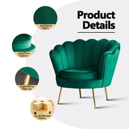 Green Hold Heavy Person INMOZATA Armchair with Footstool Green Velvet Occasional Tub Chairs with Foot Rest Velvet Backrest Lounge Chair for Living Room Lounge Bedroom Dining Chair 