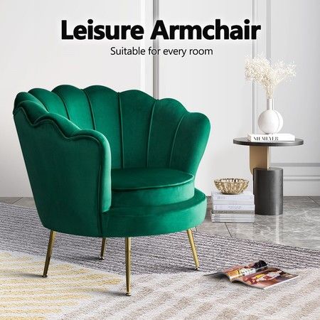 modern green velvet chair