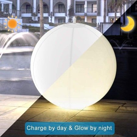 Party Decor Solar LED Lights Inflatable Floating Ball Pool Light 4 PCS 14 Inflatable Hangable IP68 Waterproof Rechargeable Color Changing Led Glow Globe Pool Night Lamp for Garden Backyard,Pond 