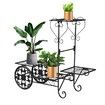 4 Tier Metal Plant Stand Flower Plant Pot Stand Shelf Black