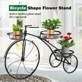 3 Tier Bicycle Shape Plant Stand Metal Flower Plant Pot Stand Display Rack Black