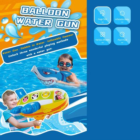 Multifunction Squirt Water Gun Water Blaster Sprinkler with Pool Swimming Float Buoy and Inflatable Hammer  (Shark Squirt Gun)