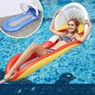 Mesh Pool Floats for Adults with Canopy, Inflatable Hammock Pool Lounge Chair Float with Canopy Random Color