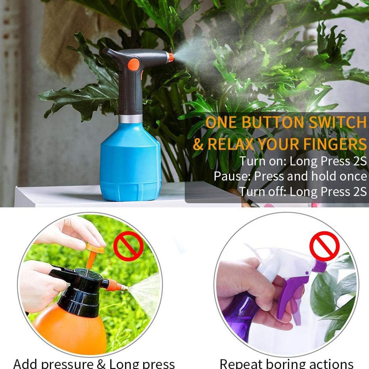 Electric Plant Mister Spray Bottle for House Flower, Indoor Handheld