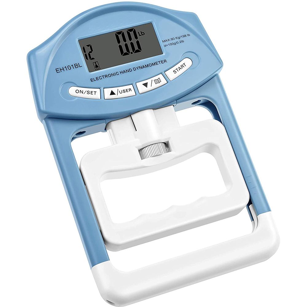 Digital Hand Dynamometer Grip Strength Measurement Meter 198Lbs / 90Kgs, Blue