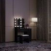 Black Dressing Table Dresser Makeup Vanity Table Stool Set with Mirror & LED Lights
