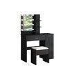 Black Dressing Table Dresser Makeup Vanity Table Stool Set with Mirror & LED Lights
