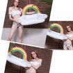 Inflatable Rainbow Ice Bar, Floating Drink Holders Ice Bucket Salad Fruit Serving Bar for Summer Outdoor Leisure Pool Party