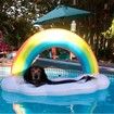 Inflatable Rainbow Ice Bar, Floating Drink Holders Ice Bucket Salad Fruit Serving Bar for Summer Outdoor Leisure Pool Party