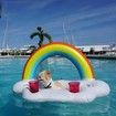 Inflatable Rainbow Ice Bar, Floating Drink Holders Ice Bucket Salad Fruit Serving Bar for Summer Outdoor Leisure Pool Party