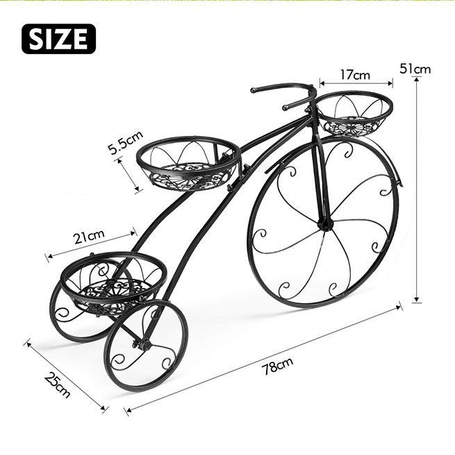 3 Tier Bicycle Shape Plant Stand Metal Flower Plant Pot Stand Display ...
